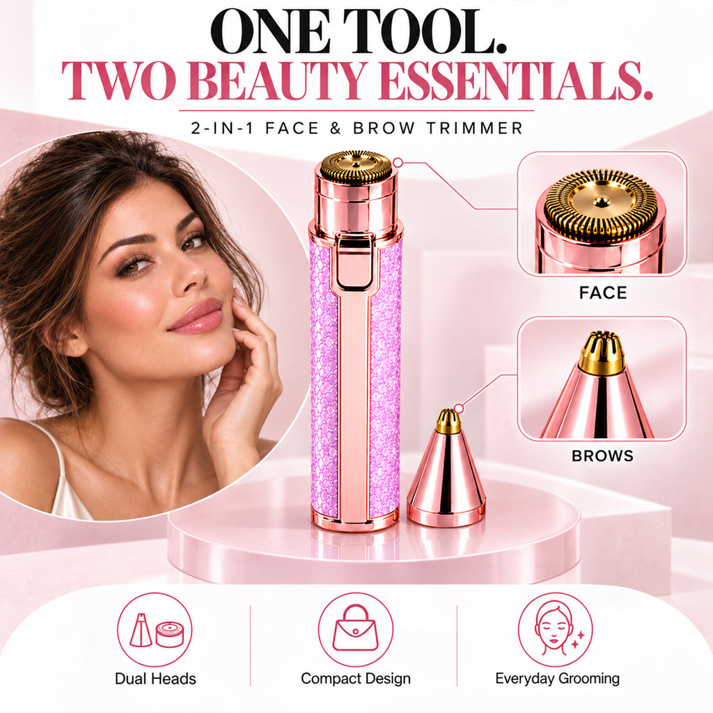 Rechargeable Women’s Facial Hair Remover – Painless Mini Epilator Trimmer with 2 Heads