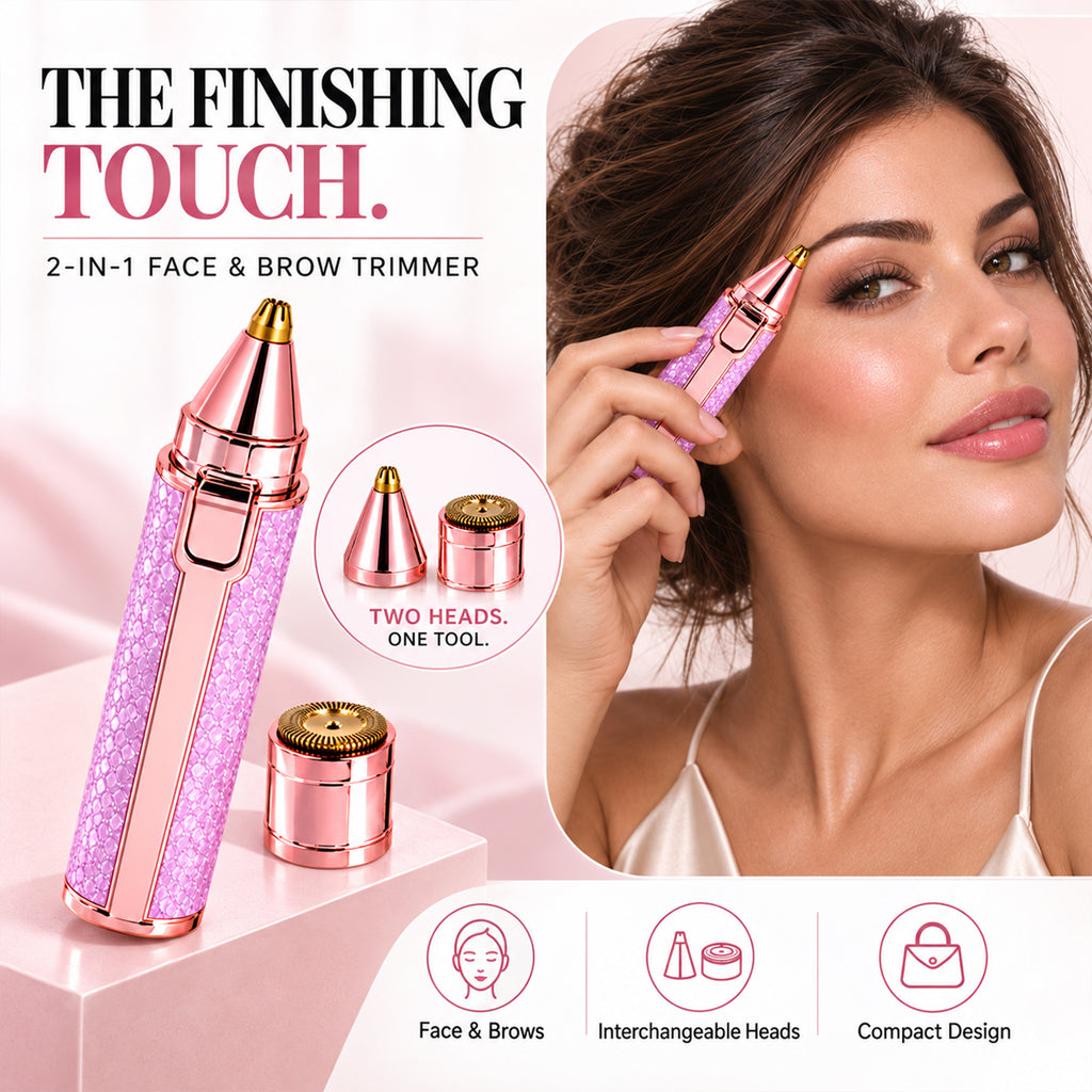 Rechargeable Women’s Facial Hair Remover – Painless Mini Epilator Trimmer with 2 Heads